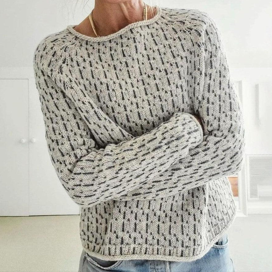 Ilarisse | Dames Gebreide Katoenen Trui in Grijs – Boothals & Comfortabele Pasvorm