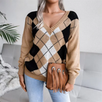 Thalassa | Dames Gebreide Trui – Textuur V-Hals, Zachte & Elegante Pullover