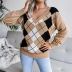 Thalassa | Dames Gebreide Trui – Textuur V-Hals, Zachte & Elegante Pullover