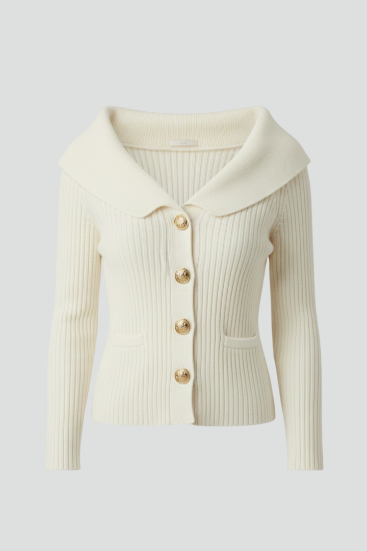 Rosaline | Geribbeld gebreid vest voor dames – omgeslagen hals