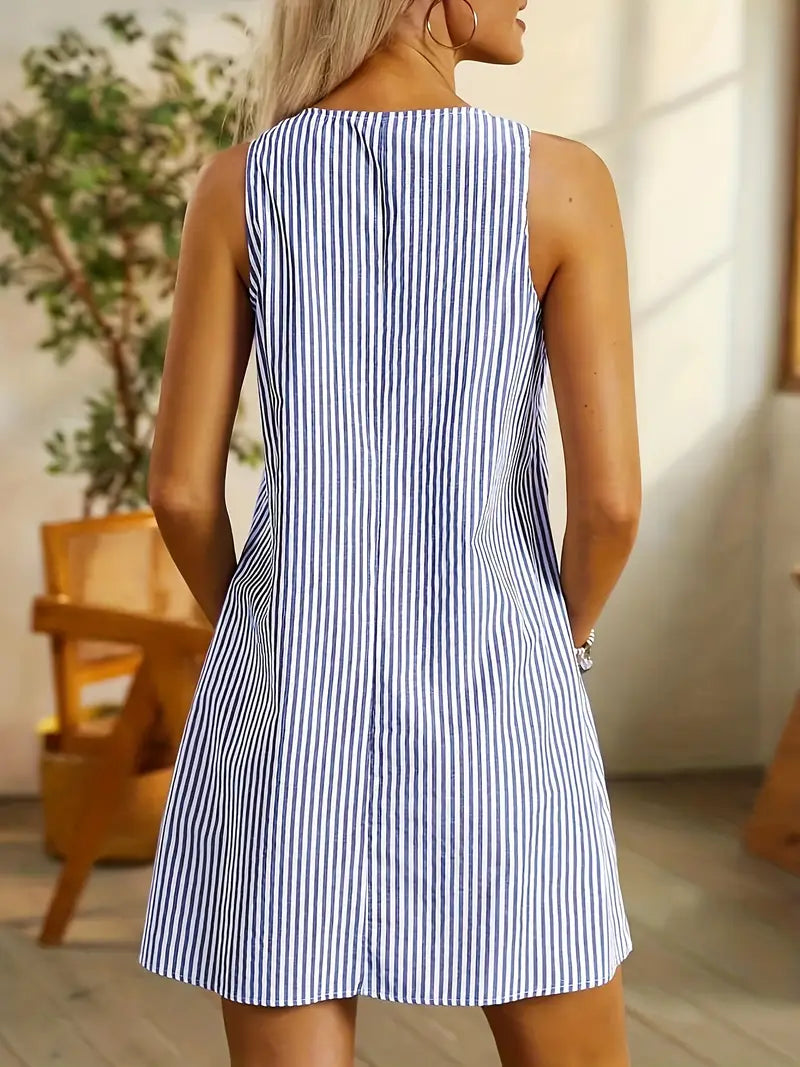 Ariah | Dames Gestreepte Zomerjurk – Chique Casual Lichtgewicht Comfortabele Midi Jurk
