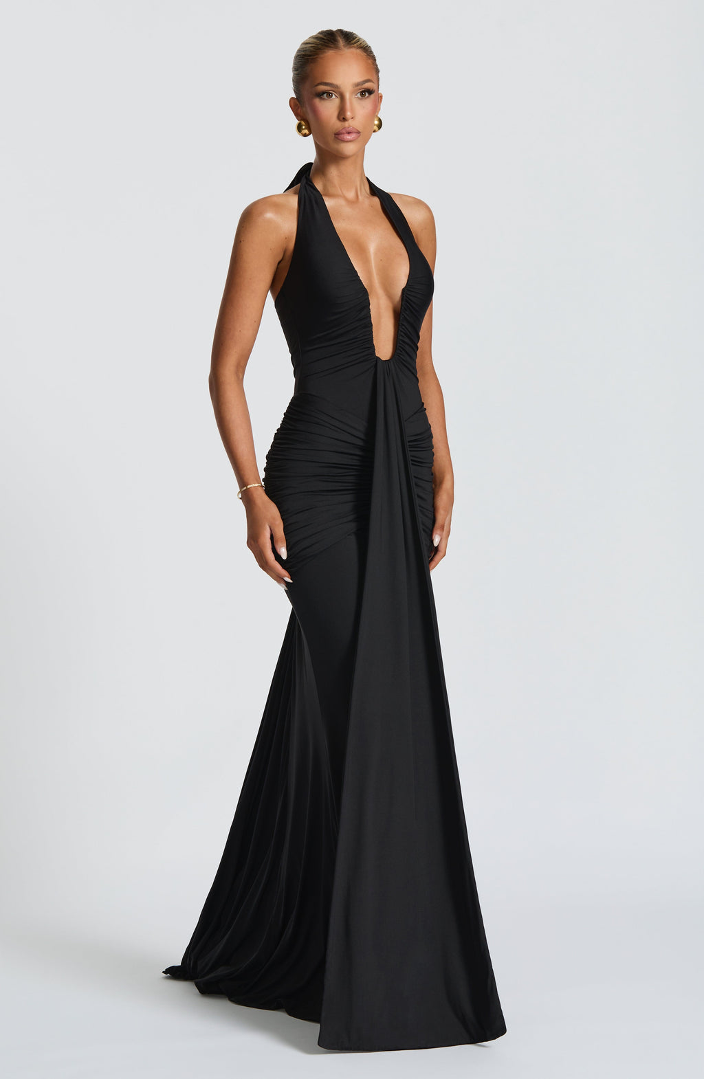 Azyra | Elegante maxi-jurk voor dames – Lichte, lange zwarte jurk