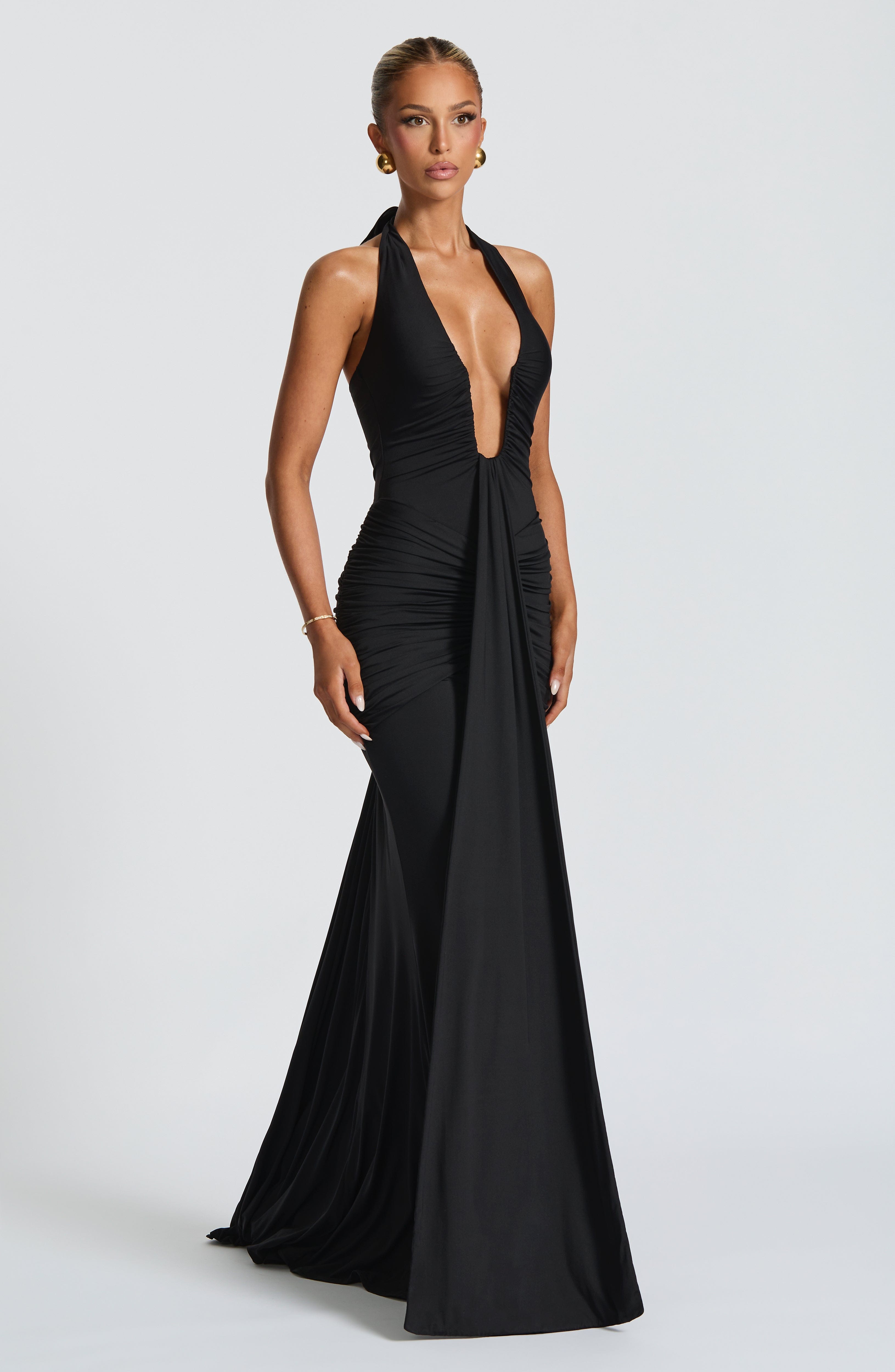 Azyra | Elegante maxi-jurk voor dames – Lichte, lange zwarte jurk
