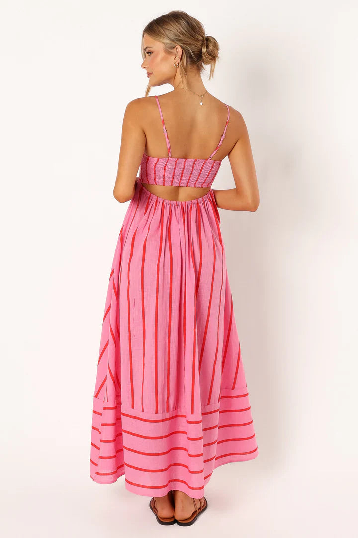Thea | Elegante roze damesjurk – Comfortabele, soepel vallende maxi-jurk met een vrouwelijke stijl