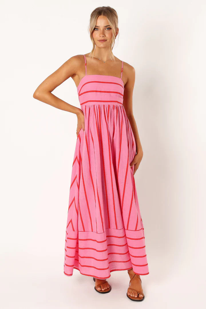 Thea | Elegante roze damesjurk – Comfortabele, soepel vallende maxi-jurk met een vrouwelijke stijl