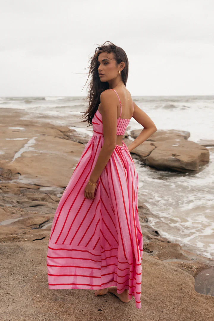 Thea | Elegante roze damesjurk – Comfortabele, soepel vallende maxi-jurk met een vrouwelijke stijl