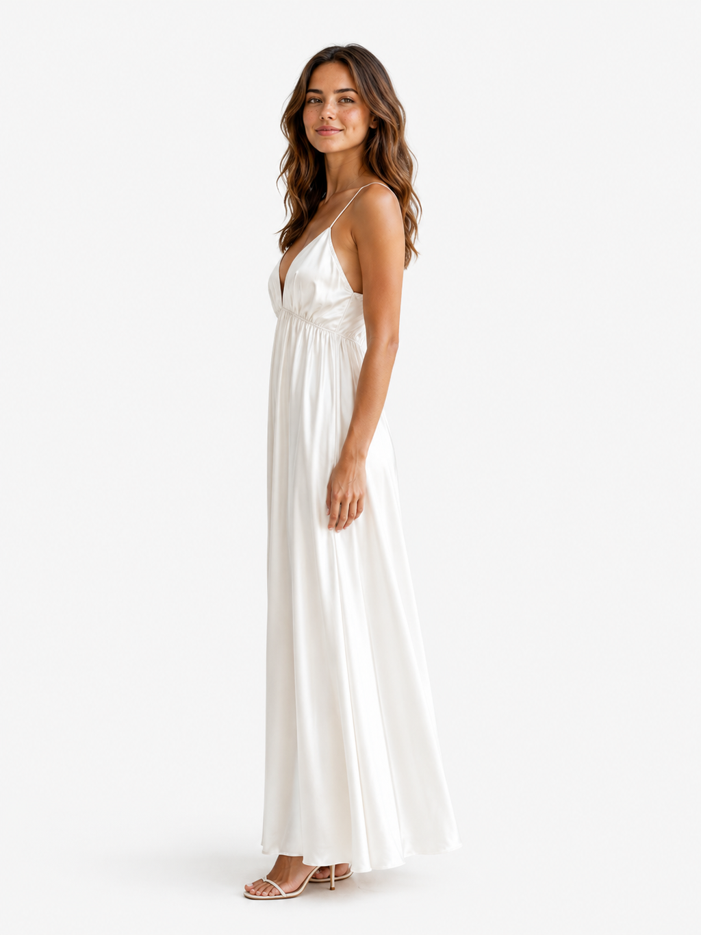 Kalina | Witte mouwloze maxi-jurk voor dames – Zomerfeest- en strandjurk met open rug