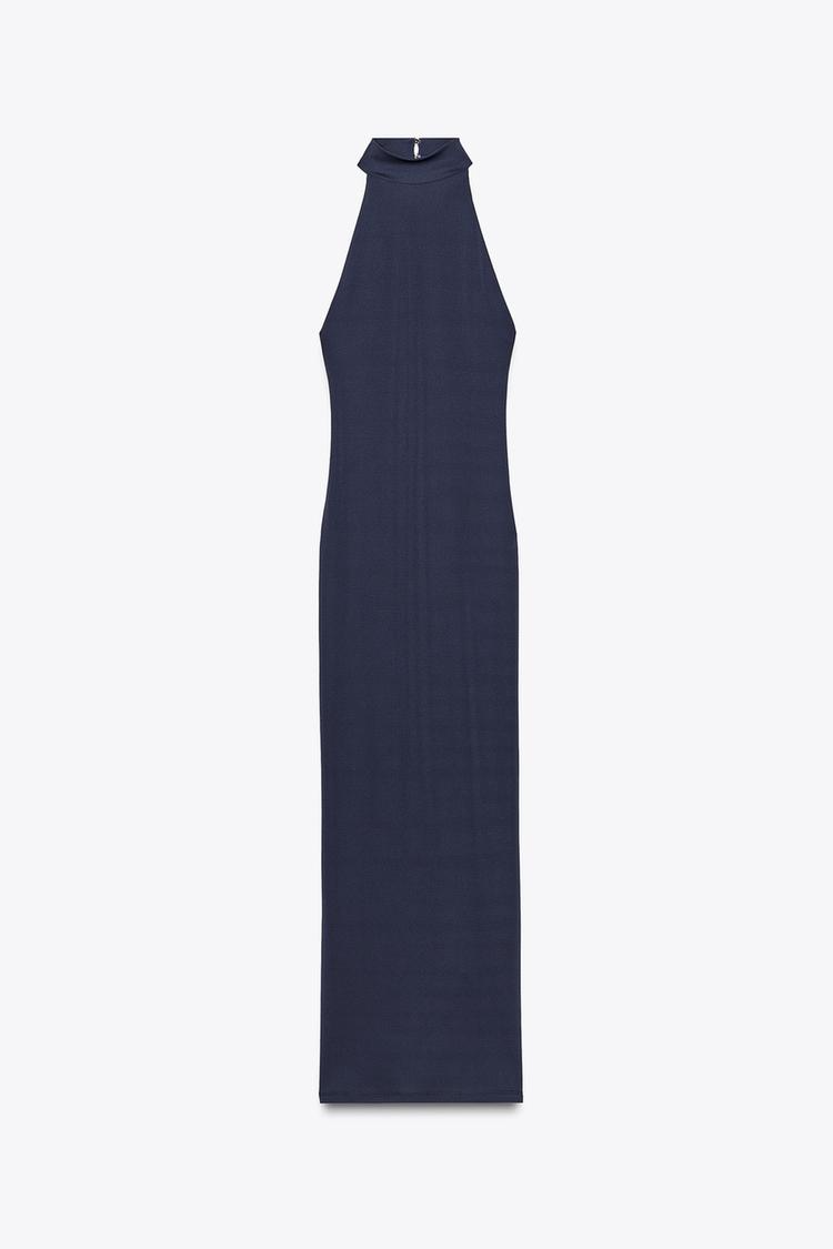 Larysa | Marineblauwe bodycon-midijurk voor dames – Chique, nauwsluitende