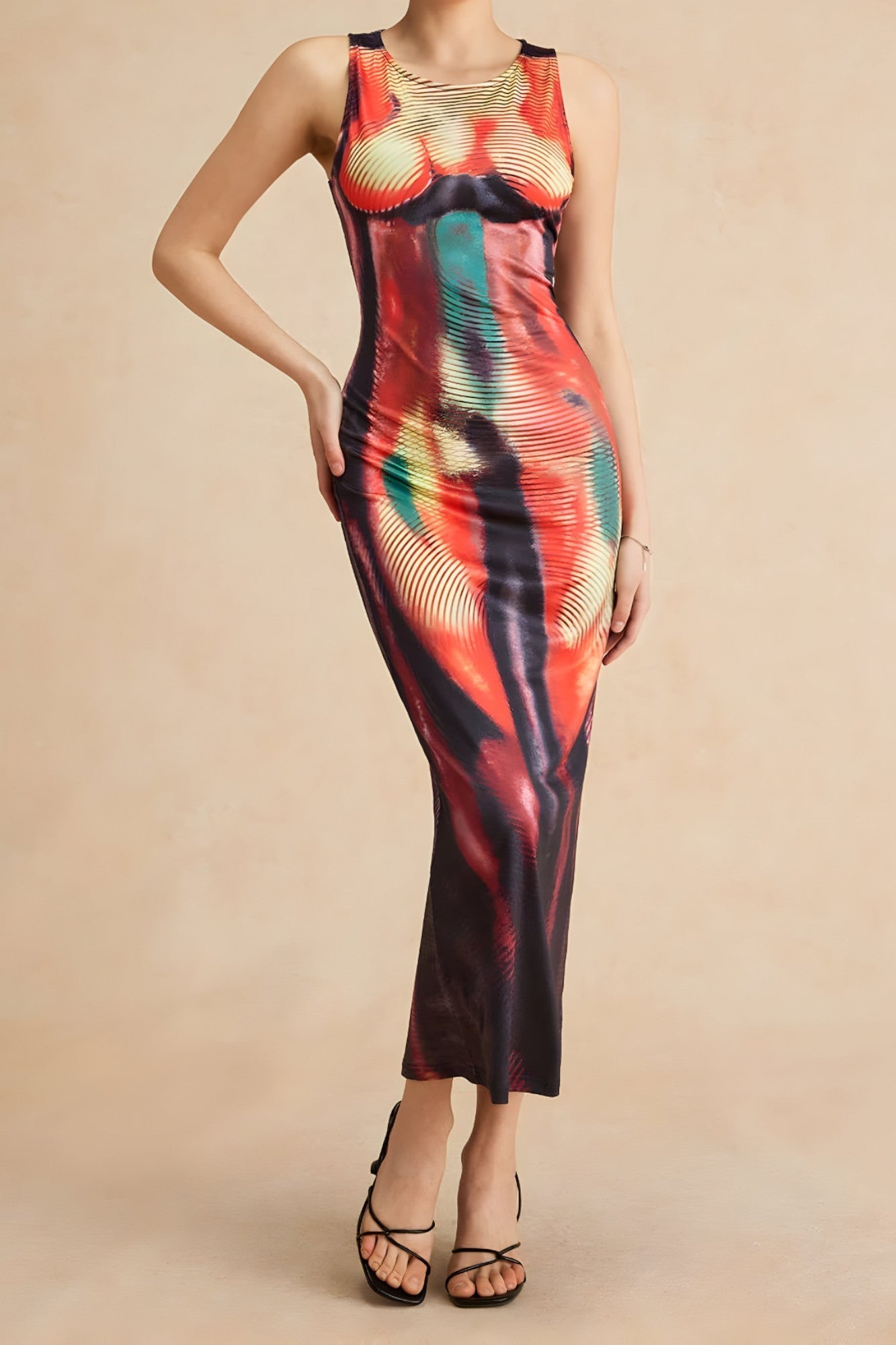 Nylen | Zomer-midijurk voor dames – Lichte jurk met abstracte print