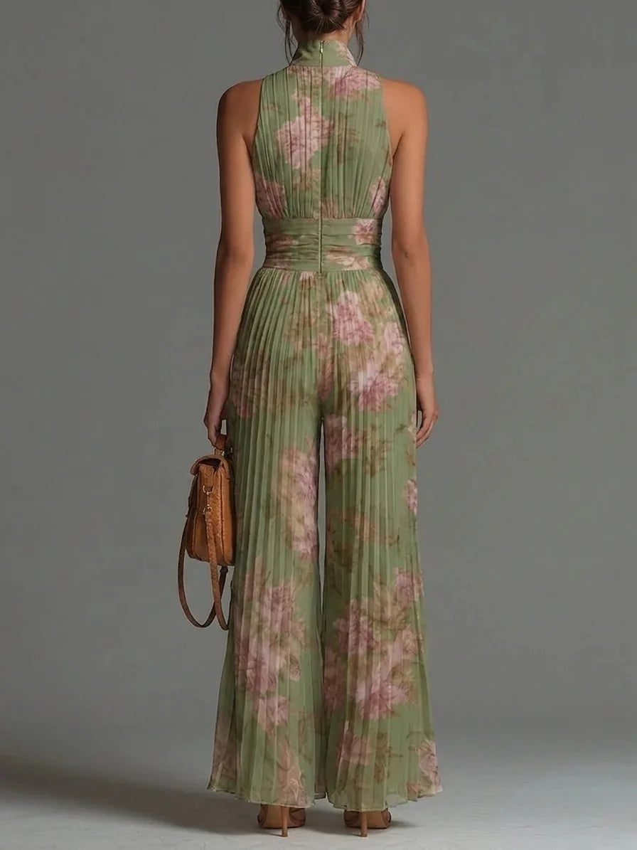 Maxine | Dames Geplooide Jumpsuit met Wijde Pijpen – Elegante Chique One-Piece Outfit