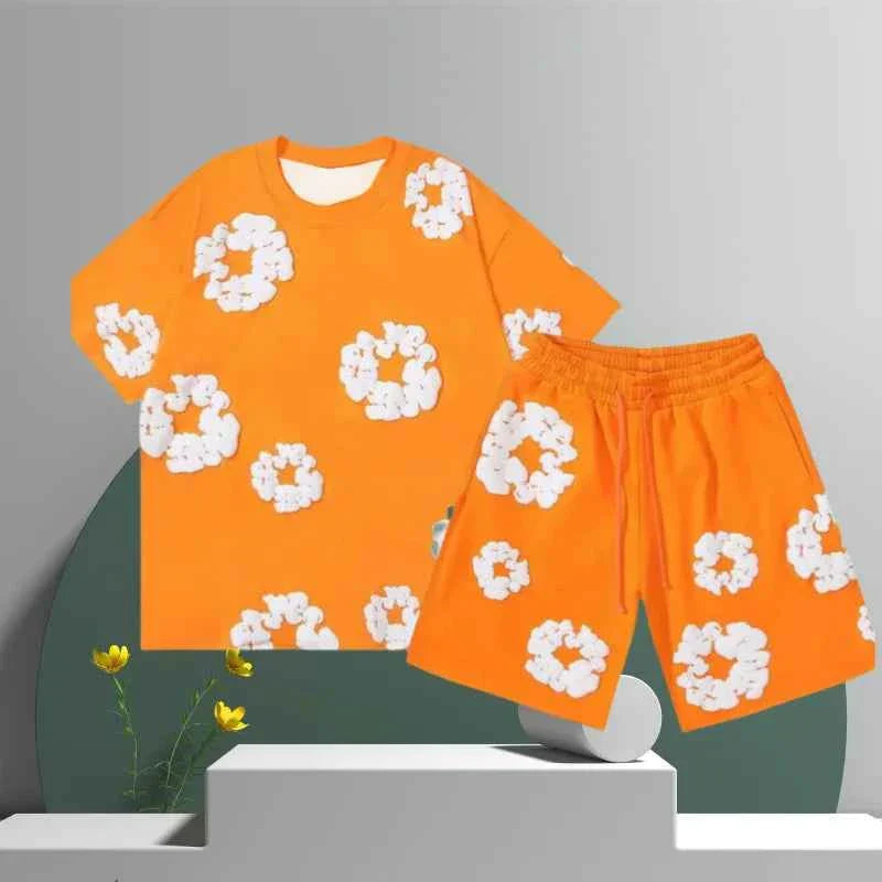 Arianne | Dames Katoenen Tweedelige Shortset – 3D Bloemen Blouse met Knopen en Bijpassende Shorts