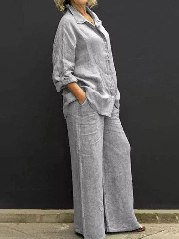 Amaris | Tweedelige linnen set voor dames – Vintage, casual boho-zomeroutfit