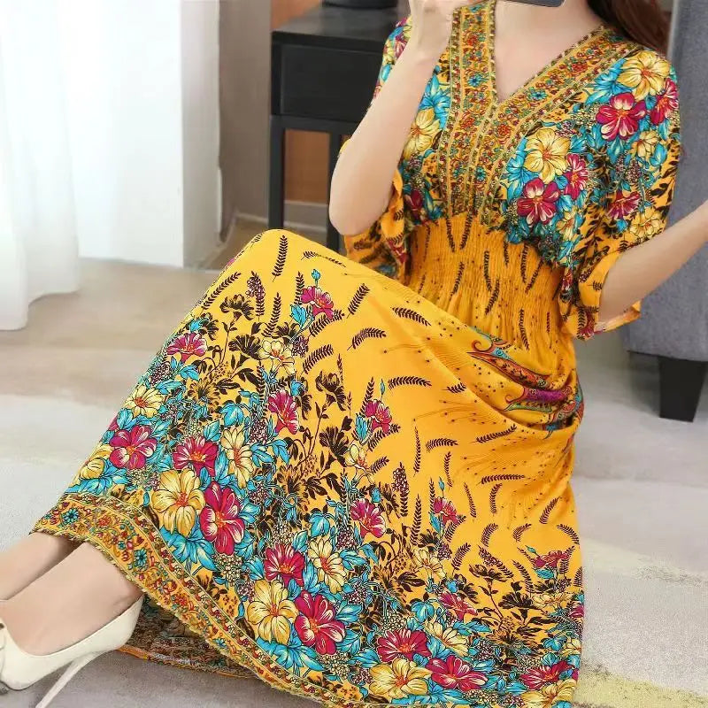 Zayana | Bohemian jurk met print voor dames – Lange, nonchalante boho-maxi-zomerjurk