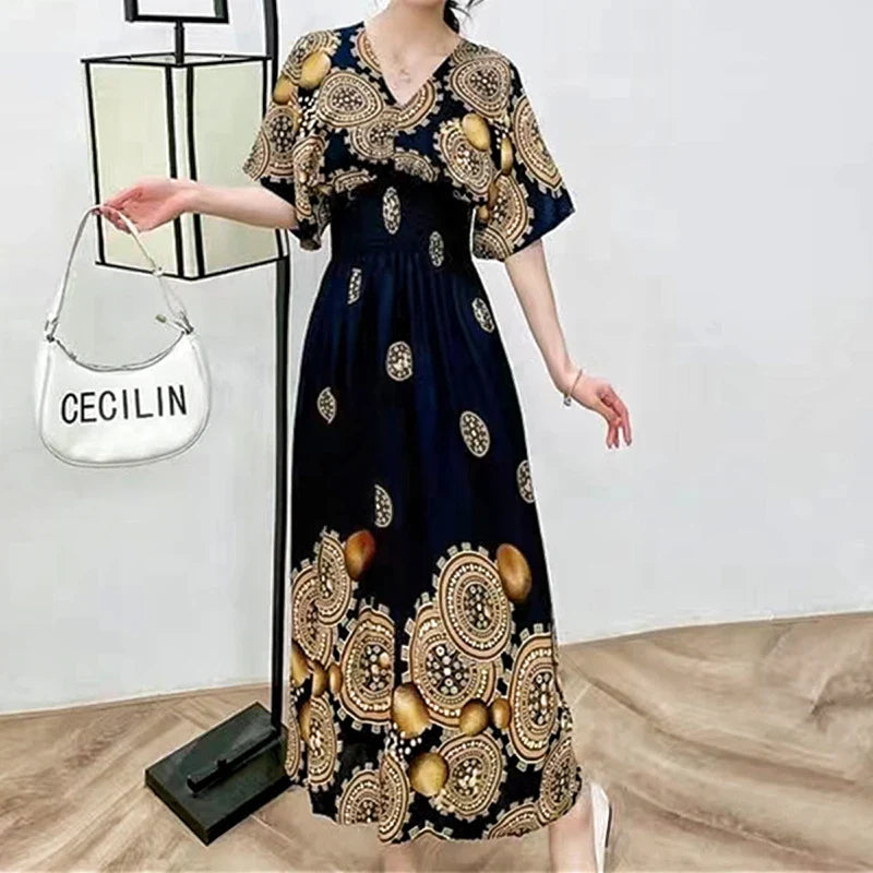 Zayana | Bohemian jurk met print voor dames – Lange, nonchalante boho-maxi-zomerjurk