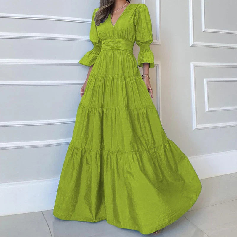 Aelira | Elegante lange jurk met drapering – Formele maxi-jurk voor dames