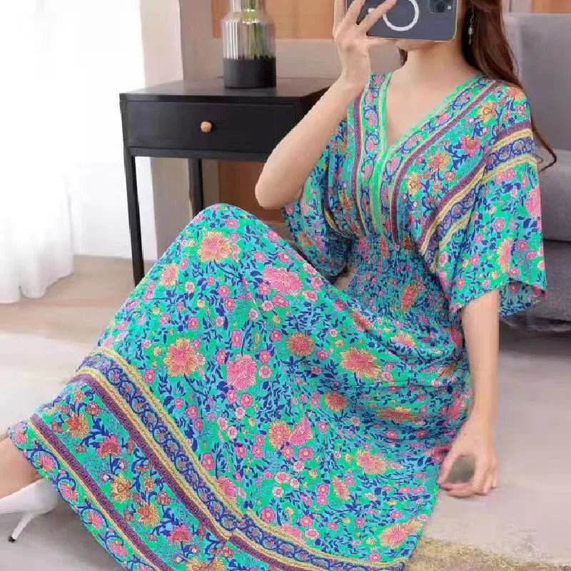 Zayana | Bohemian jurk met print voor dames – Lange, nonchalante boho-maxi-zomerjurk