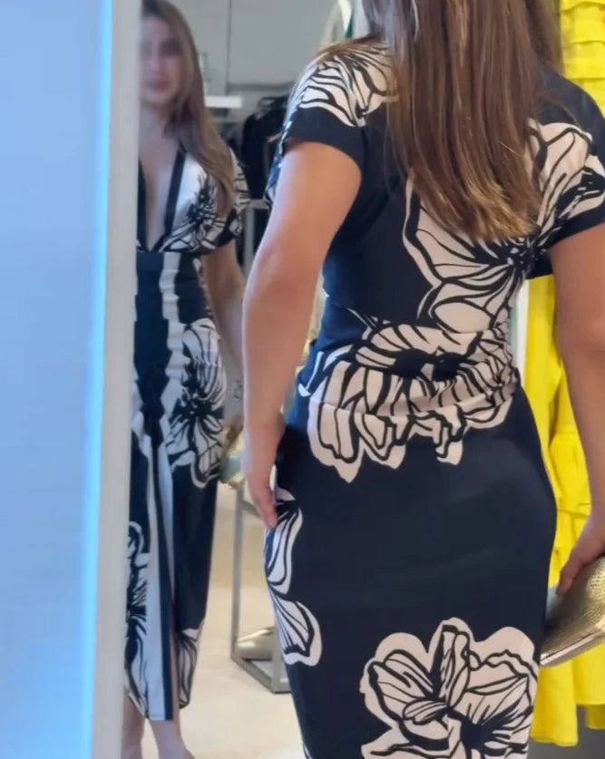 Felicity | Dames Jurk met Bloemenprint – Casual Elegante Midi-Jurk voor Elke Gelegenheid