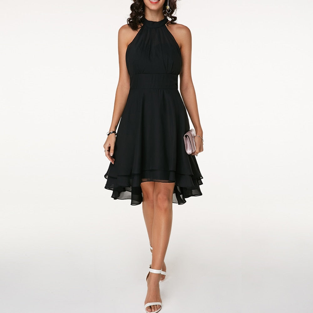 Tiana | Korte damesjurk – Soepel vallende halterjurk, elegant en casual