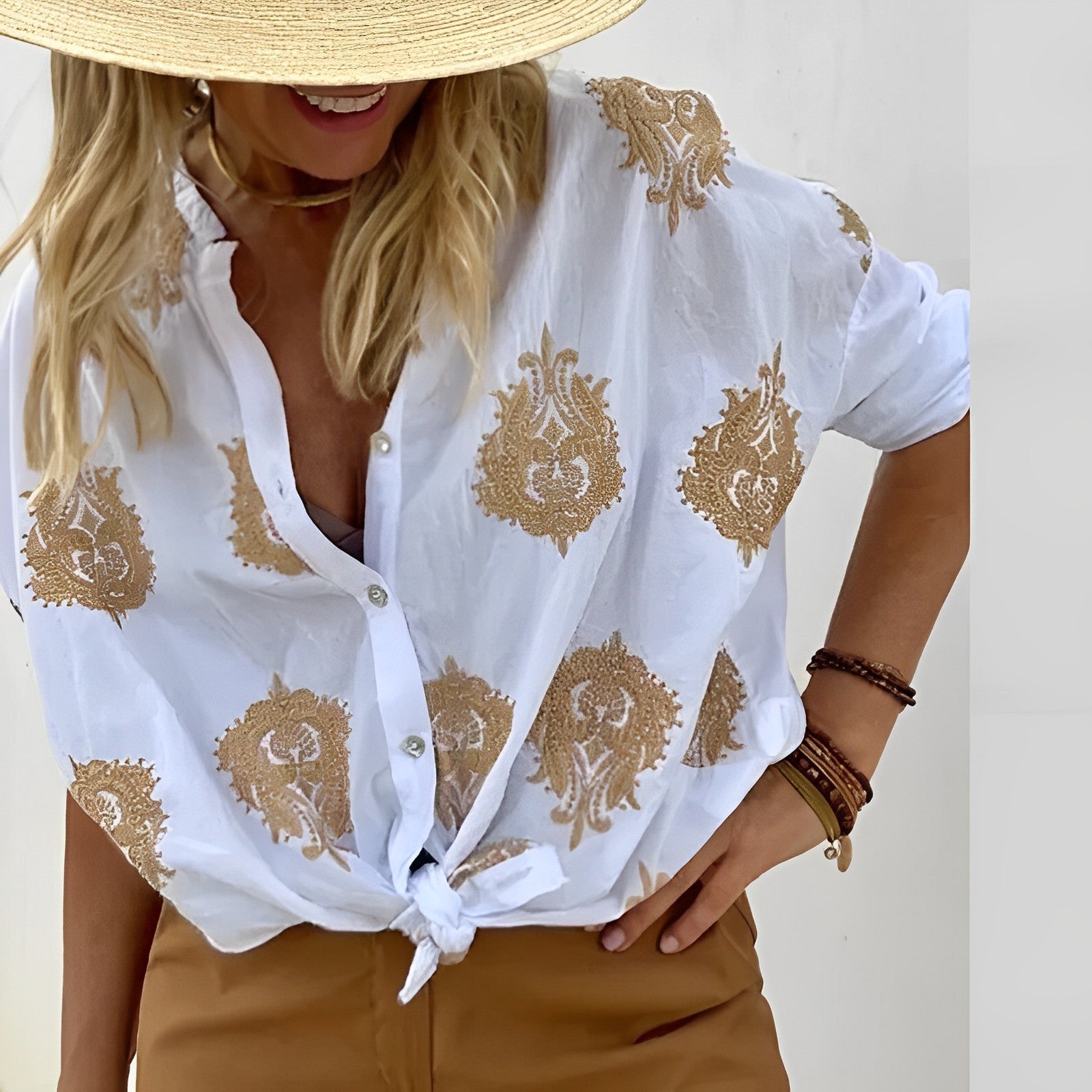 Vaelina | Dames Elegante Blouse – Trendy V-Hals Top, Lange Mouwen