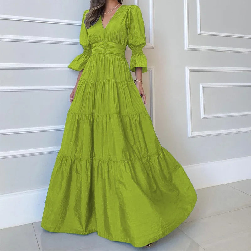 Aelira | Elegante lange jurk met drapering – Formele maxi-jurk voor dames