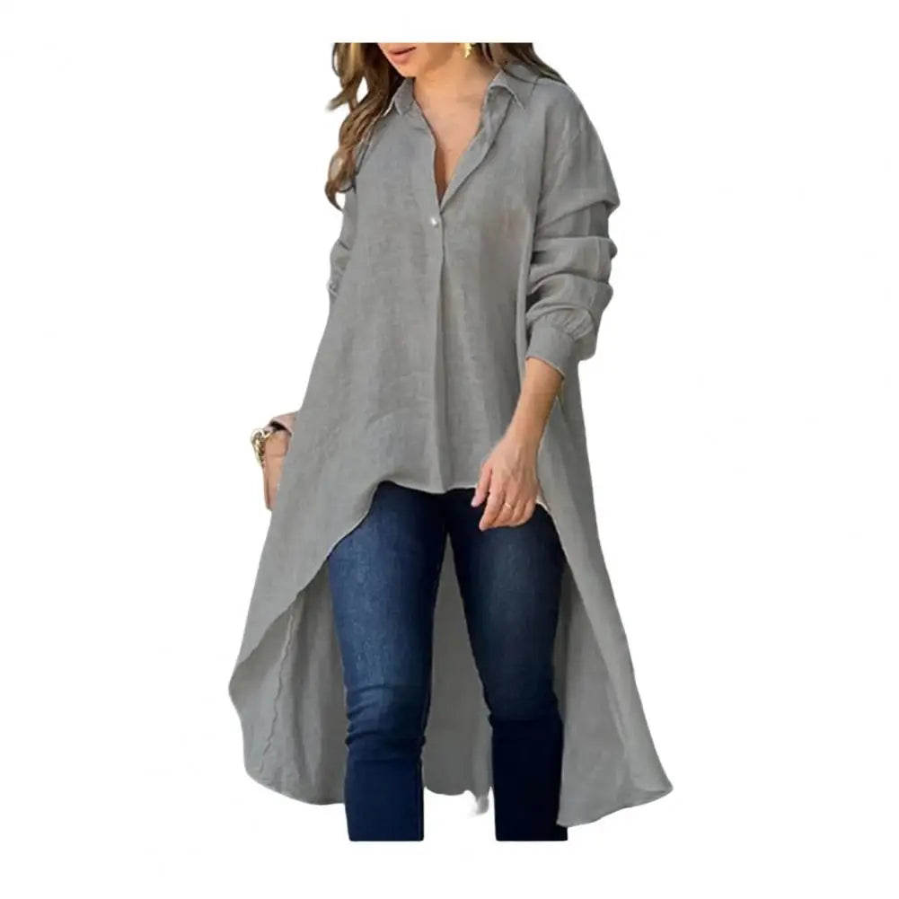Ilyra | Casual damesoverhemd – Elegante blouse met kraag en lange mouwen