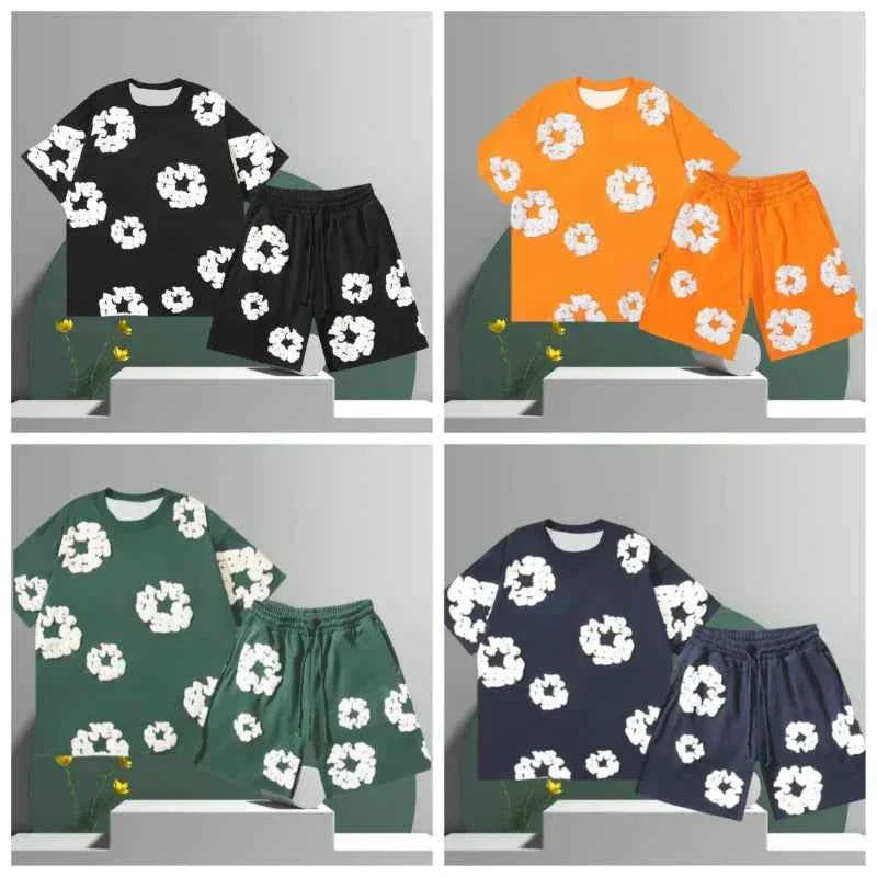 Arianne | Dames Katoenen Tweedelige Shortset – 3D Bloemen Blouse met Knopen en Bijpassende Shorts