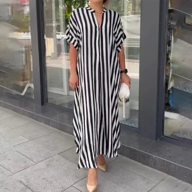 Calira | Gestreepte lange zomerjurk – Casual maxi-strandjurk voor dames