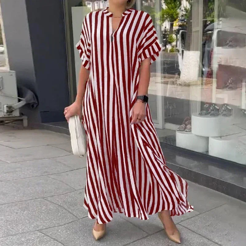 Calira | Gestreepte lange zomerjurk – Casual maxi-strandjurk voor dames