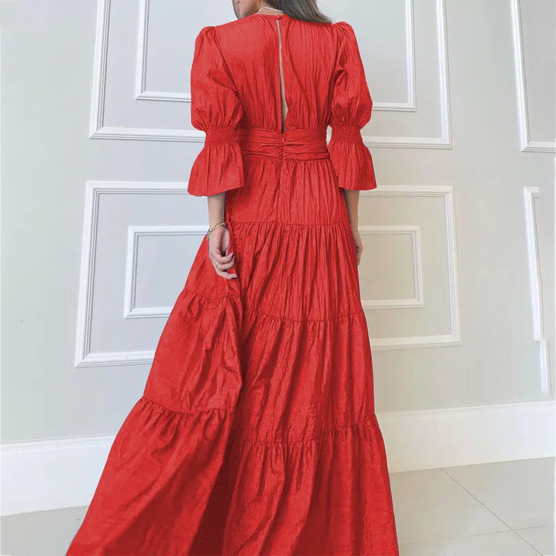 Aelira | Elegante lange jurk met drapering – Formele maxi-jurk voor dames