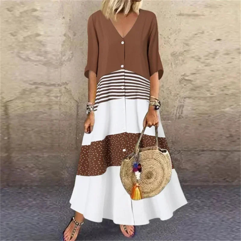 Alessia | Dames Maxi-Jurk Print – Flowy Lange Jurk met Elegante Casual Stijl