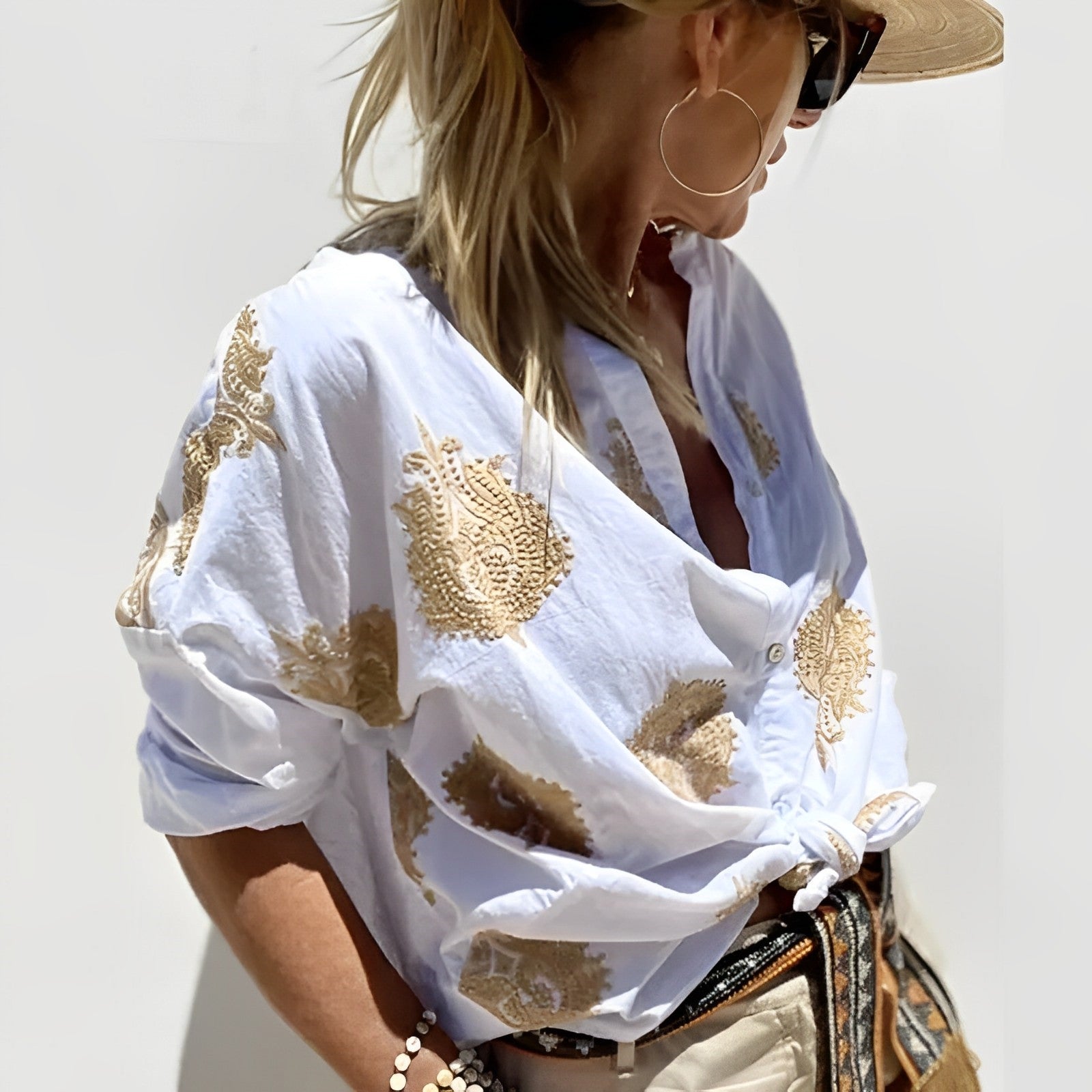 Vaelina | Dames Elegante Blouse – Trendy V-Hals Top, Lange Mouwen