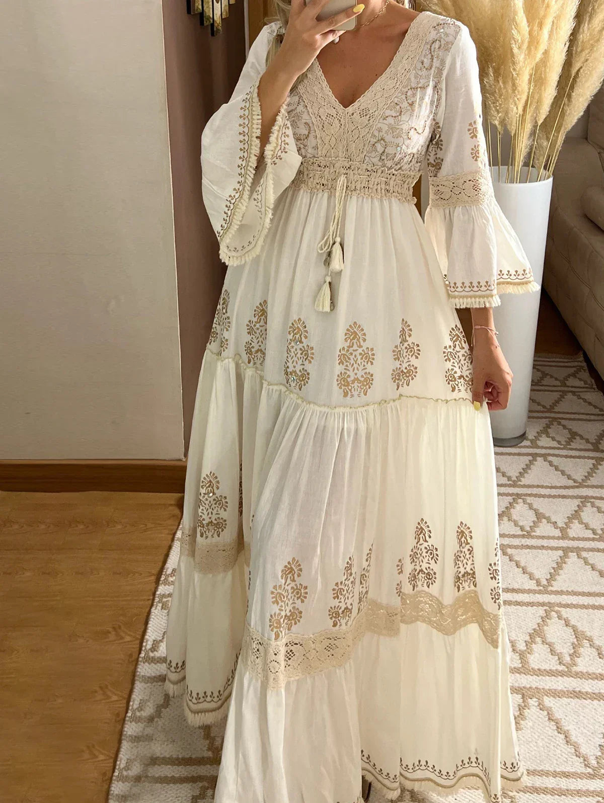 Indiana | Dames Linnen Katoenen Jurk – Casual Midi Jurk met Luchtige Stof