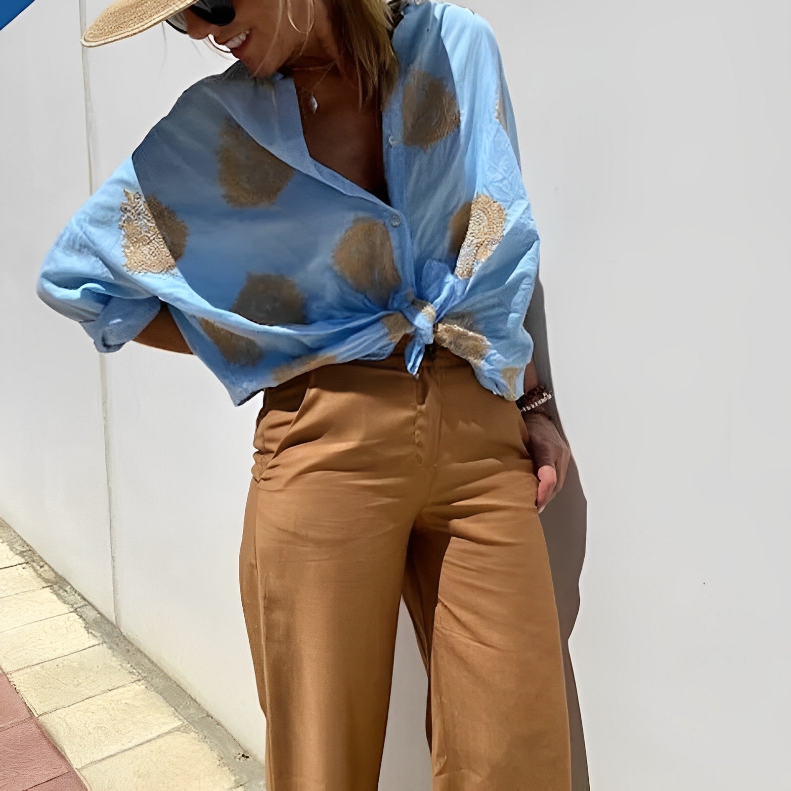 Vaelina | Dames Elegante Blouse – Trendy V-Hals Top, Lange Mouwen