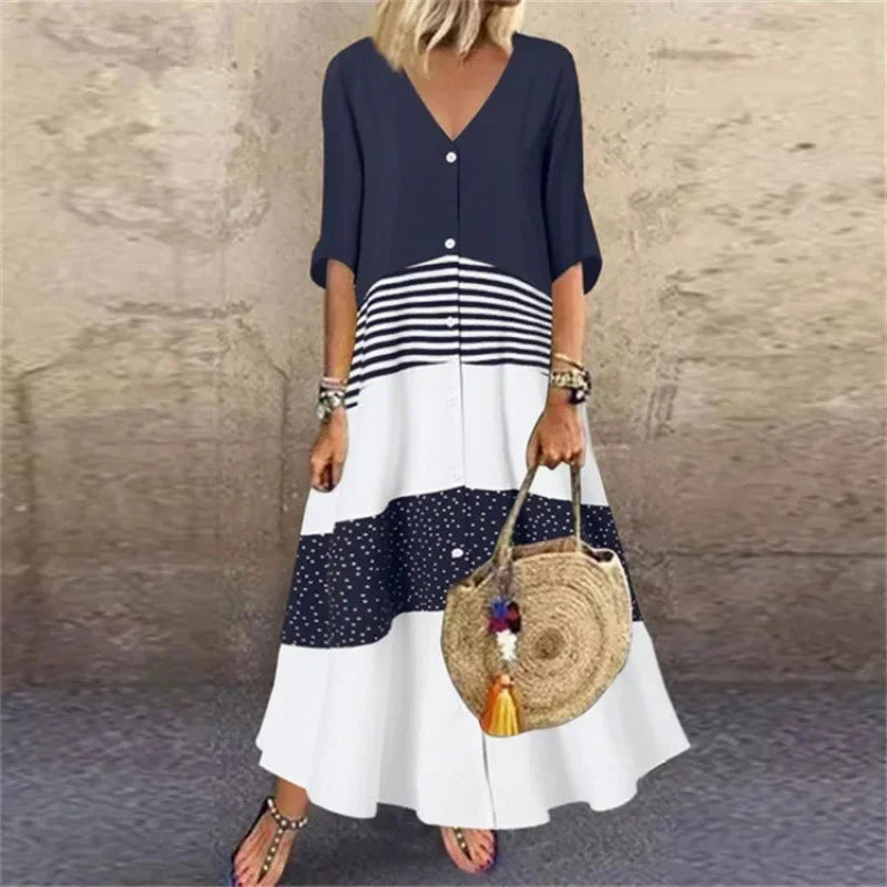 Alessia | Dames Maxi-Jurk Print – Flowy Lange Jurk met Elegante Casual Stijl