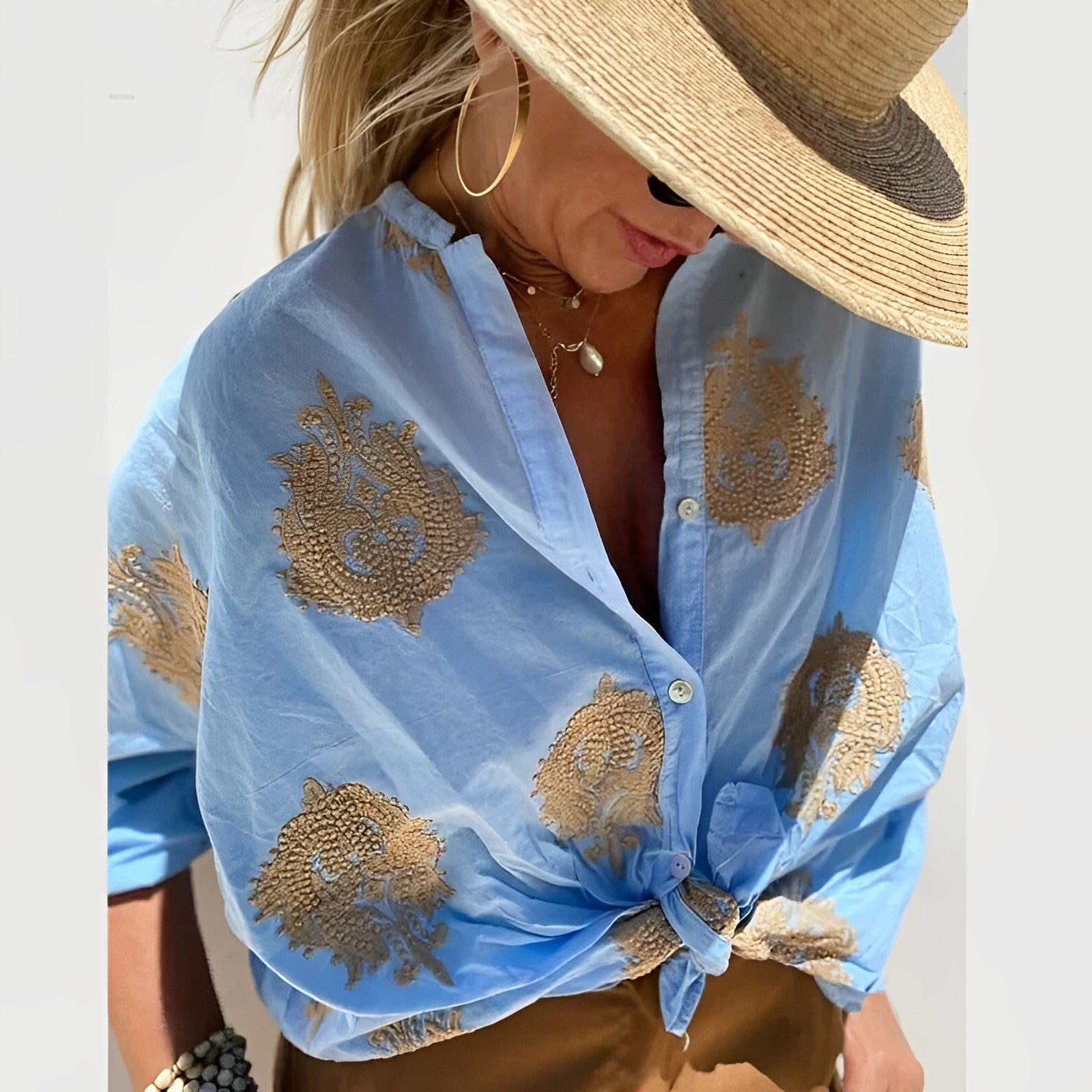 Vaelina | Dames Elegante Blouse – Trendy V-Hals Top, Lange Mouwen