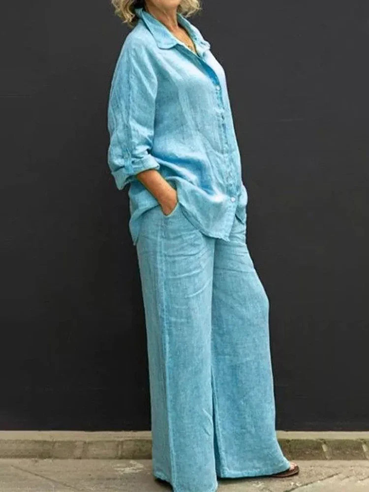 Amaris | Tweedelige linnen set voor dames – Vintage, casual boho-zomeroutfit