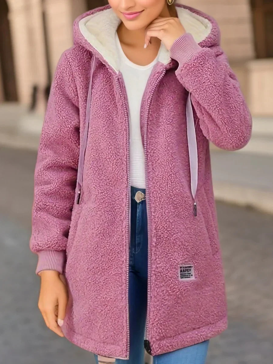 Antonia | Sherpa Fleece Jas Dames – Warme Hoodie Winterjas