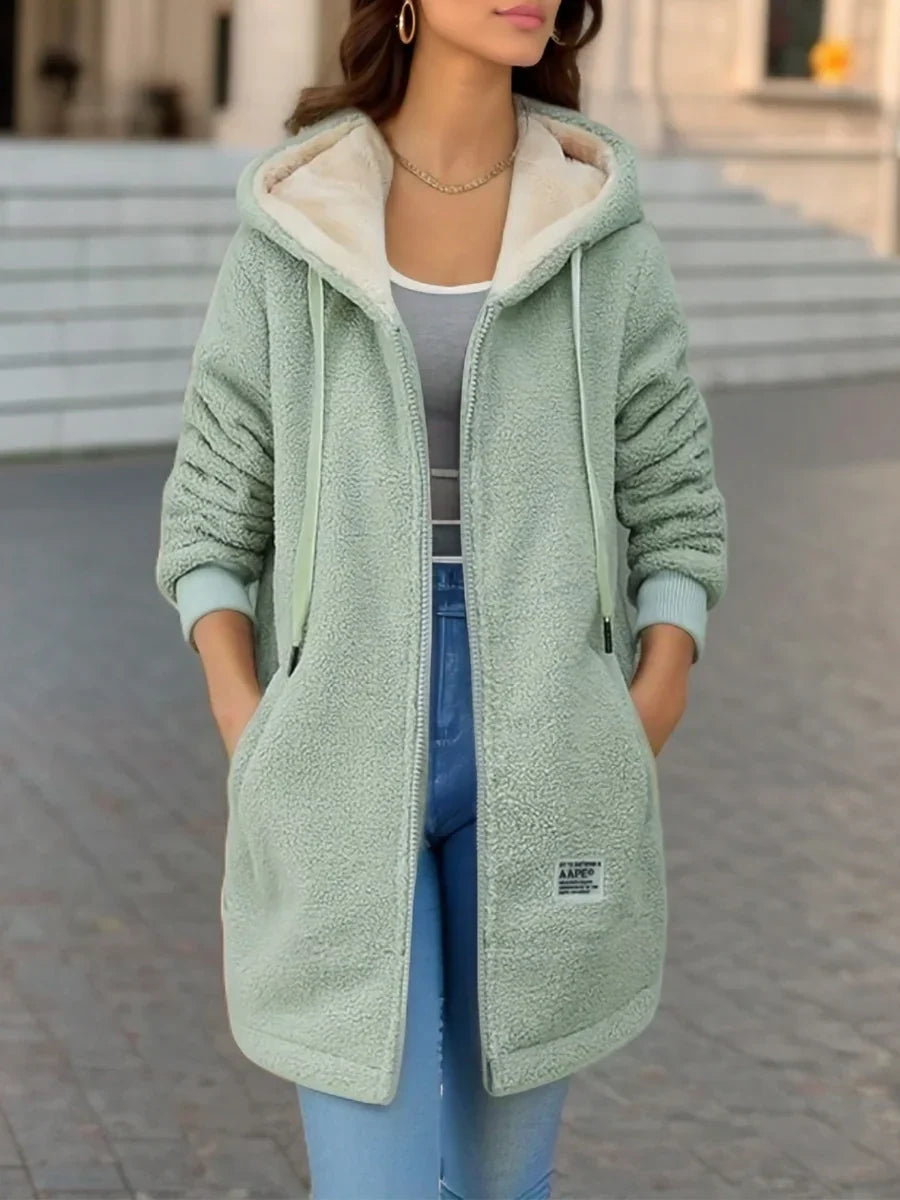 Antonia | Sherpa Fleece Jas Dames – Warme Hoodie Winterjas