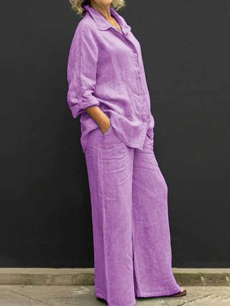 Amaris | Tweedelige linnen set voor dames – Vintage, casual boho-zomeroutfit