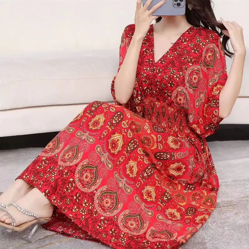 Zayana | Bohemian jurk met print voor dames – Lange, nonchalante boho-maxi-zomerjurk