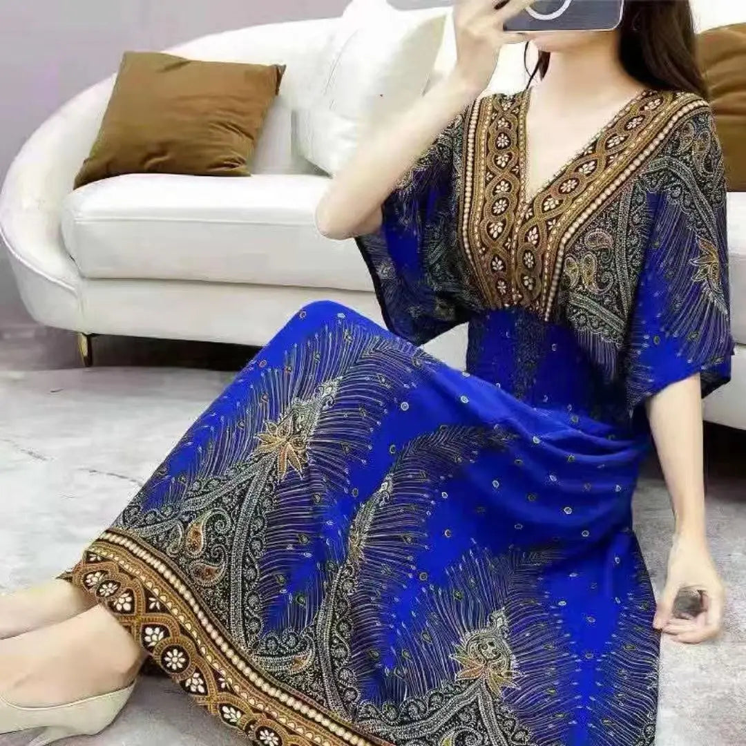 Zayana | Bohemian jurk met print voor dames – Lange, nonchalante boho-maxi-zomerjurk