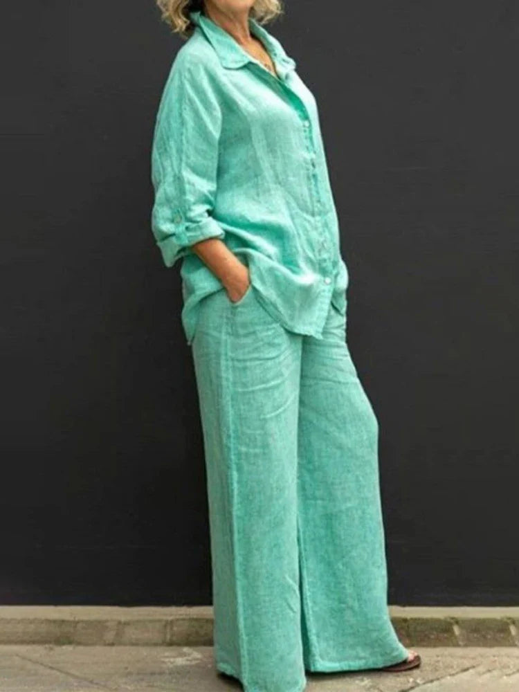 Amaris | Tweedelige linnen set voor dames – Vintage, casual boho-zomeroutfit