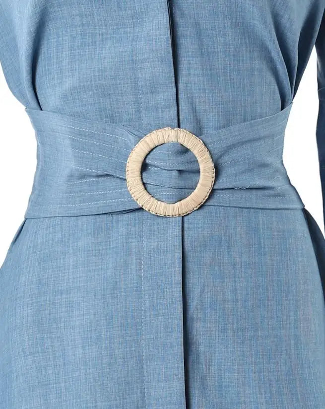 Galisse | cElegante asymmetrische damesjurk – Maxi-jurk met lange mouwen, V-hals