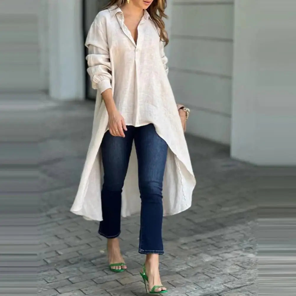 Ilyra | Casual damesoverhemd – Elegante blouse met kraag en lange mouwen