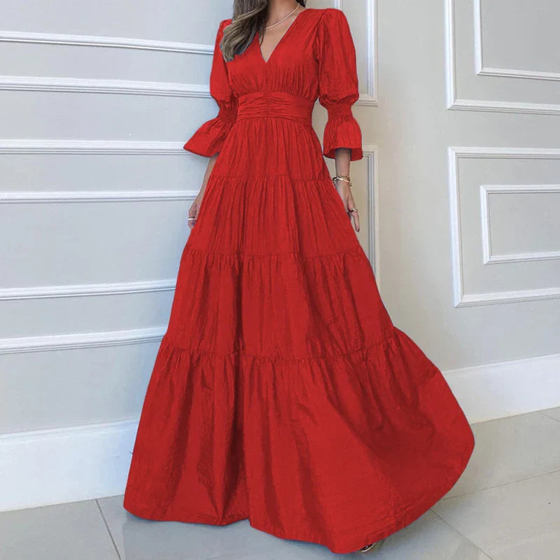 Aelira | Elegante lange jurk met drapering – Formele maxi-jurk voor dames