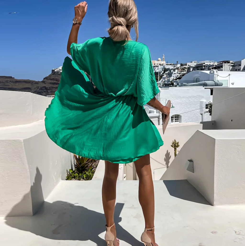 Lenora | Women's Elegant Short Dress – Flowy Wrap Dress with Feminine Silhouette
