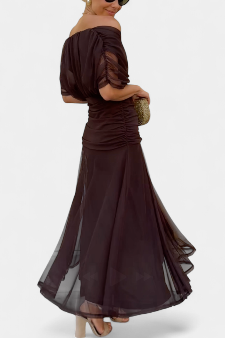 Blair | Geplooide Maxi Jurk voor Dames – Elegante Lange Bloemenjurk met V-Hals
