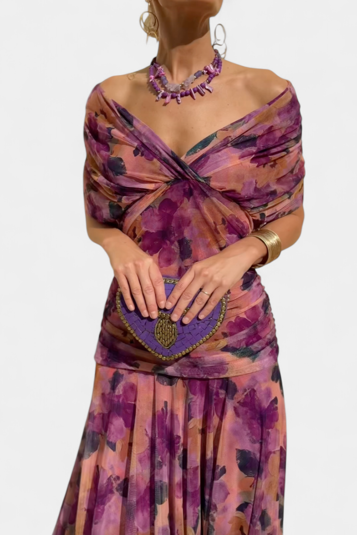 Liva | Luxe maxi-jurk met overslag voor dames – Elegante jurk met V-hals