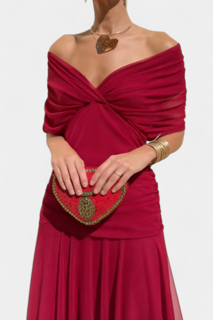Liva | Luxe maxi-jurk met overslag voor dames – Elegante jurk met V-hals