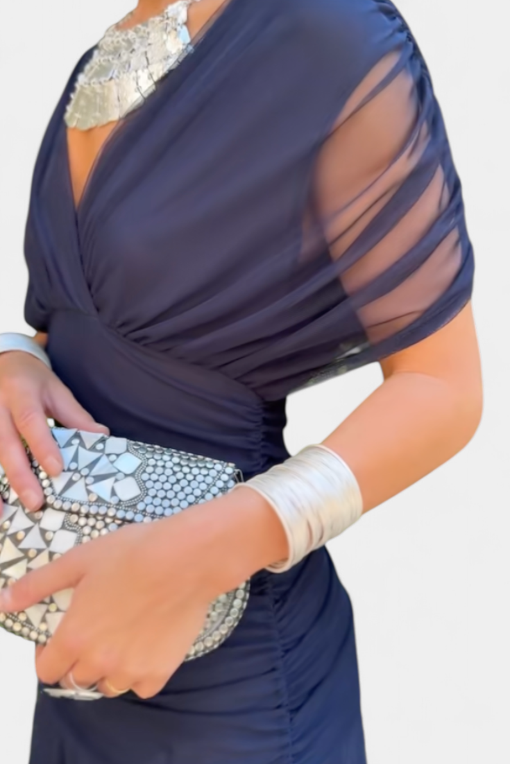 Liva | Luxe maxi-jurk met overslag voor dames – Elegante jurk met V-hals